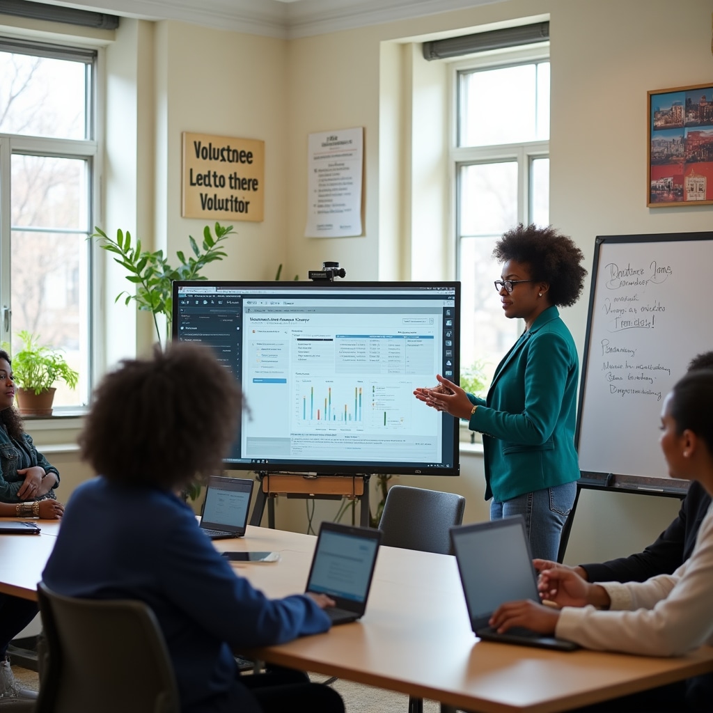 Interfaccia registro volontari con schede e statistiche attività